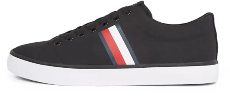 Tommy Hilfiger TH Hi Vulc Low Core Stripes Mesh Fm0fm05393, Sneaker Uomo, Nero, 43 EU