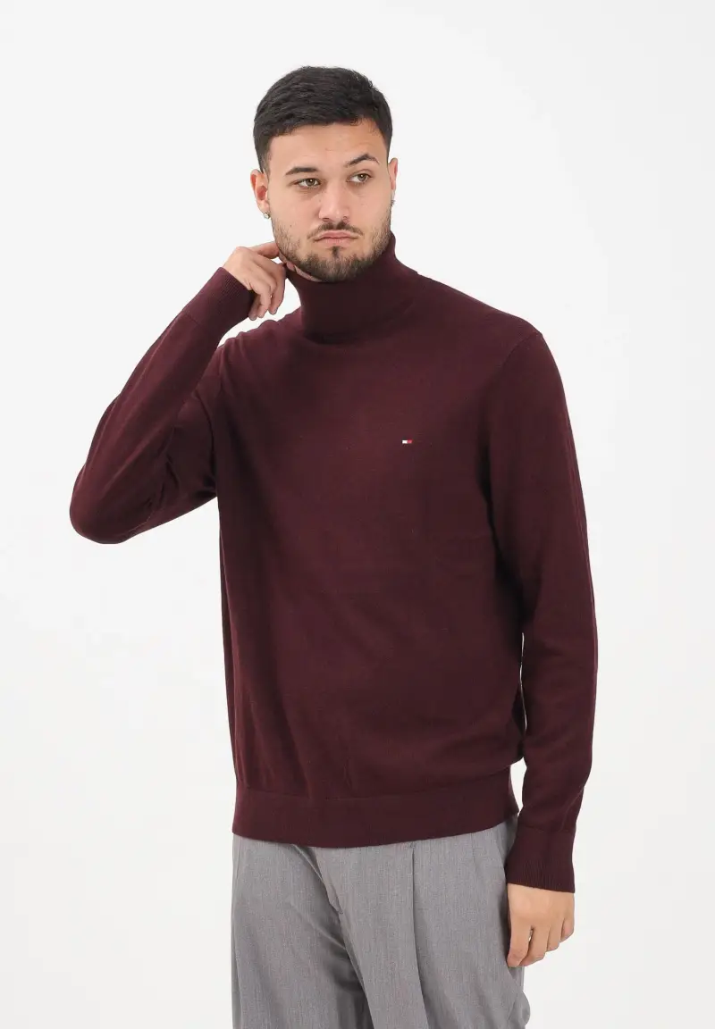 TOMMY HILFIGHER Maglioncino a collo alto bordeaux da uomo miniatura 2