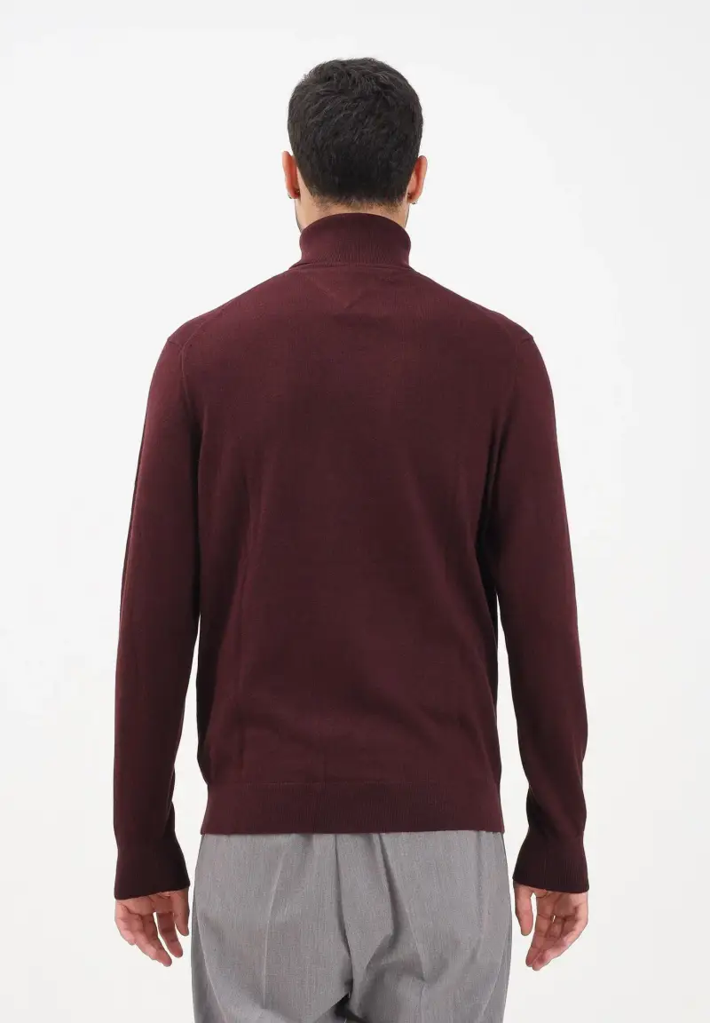 TOMMY HILFIGHER Maglioncino a collo alto bordeaux da uomo miniatura 3