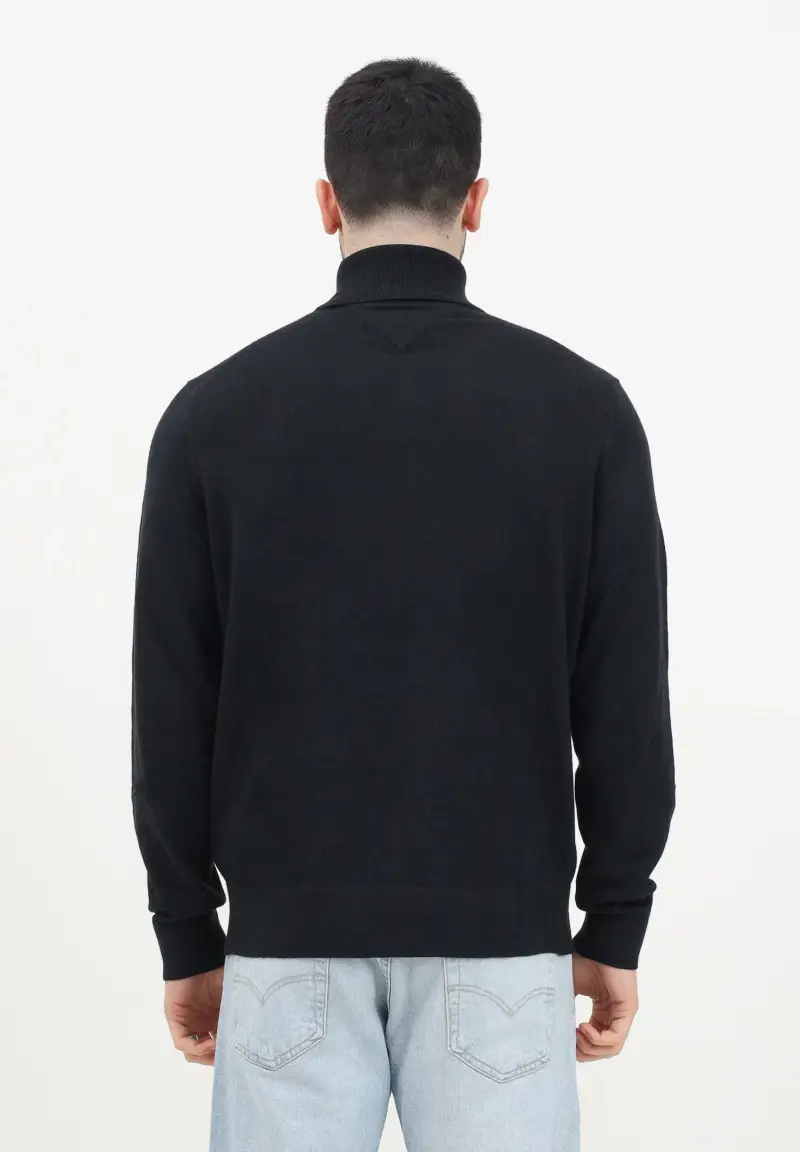 TOMMY HILFIGHER Maglioncino a collo alto nero da uomo con logo miniatura 3