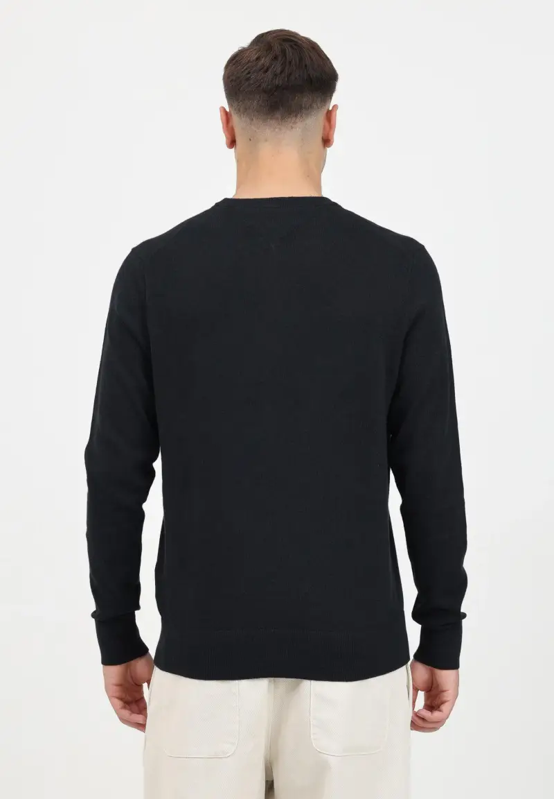 TOMMY HILFIGHER Maglioncino girocollo nero da uomo con ricamo logo miniatura 3