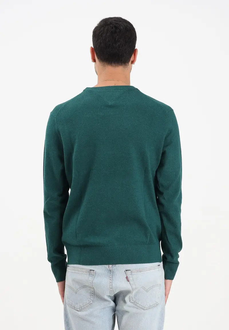 TOMMY HILFIGHER Maglioncino girocollo verde da uomo con ricamo bandierina Tommy Hilfigher miniatura 3