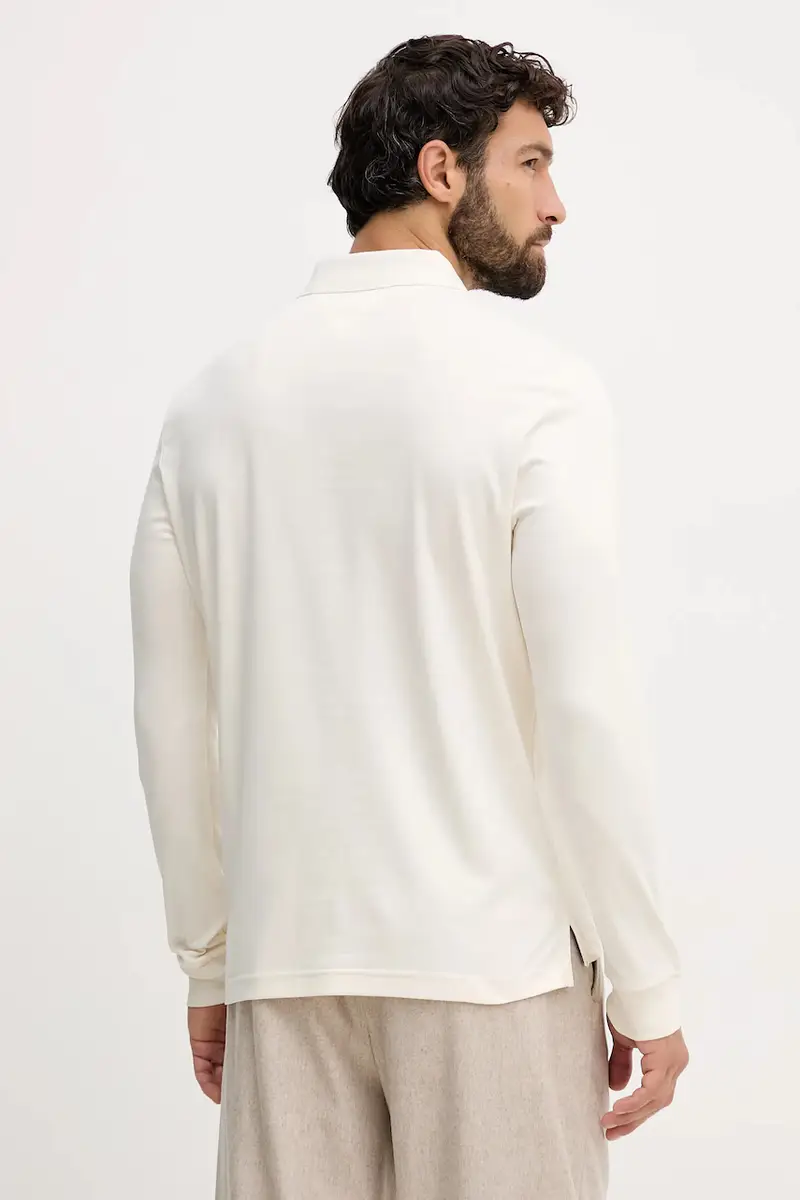 top a maniche lunghe in cotone colore beige MW0MW37317 miniatura 3