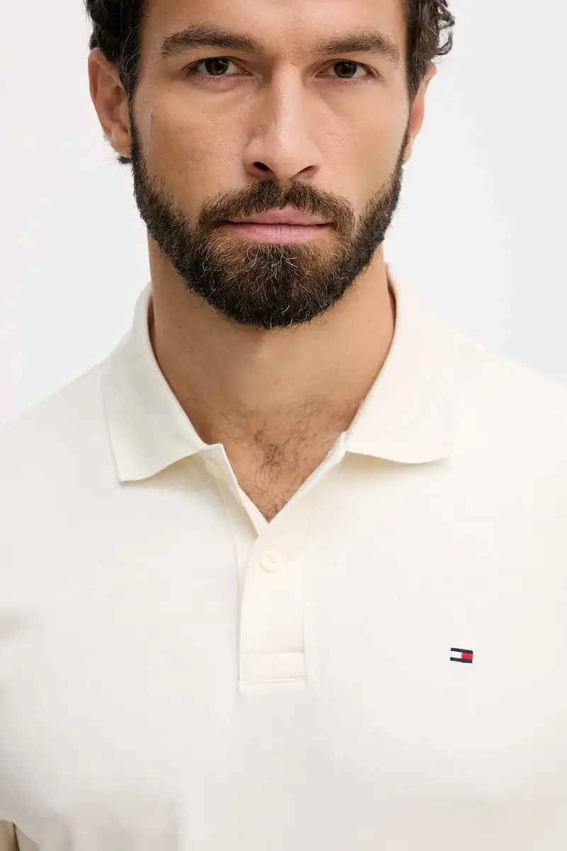 top a maniche lunghe in cotone colore beige MW0MW37317 miniatura 4