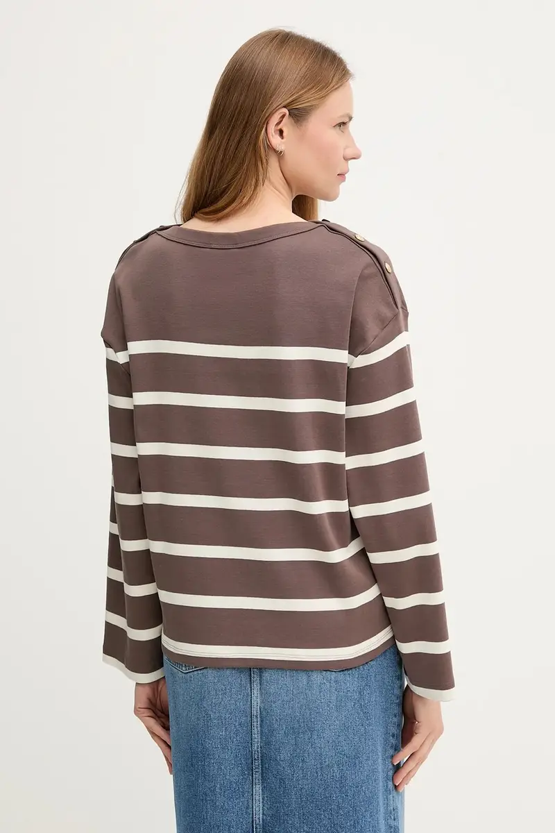 top a maniche lunghe in cotone colore marrone WW0WW45760 miniatura 3