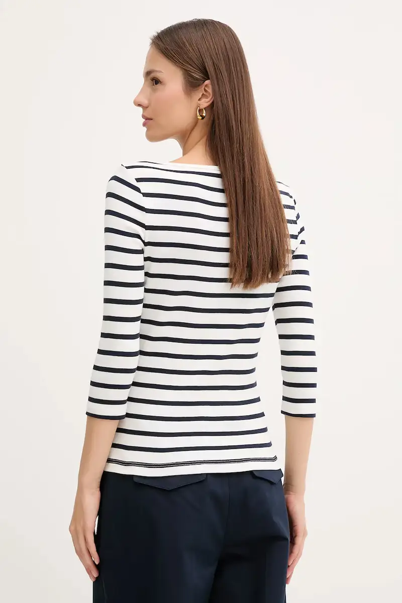 top a maniche lunghe in cotone colore nero WW0WW40589 Blu navy miniatura 3