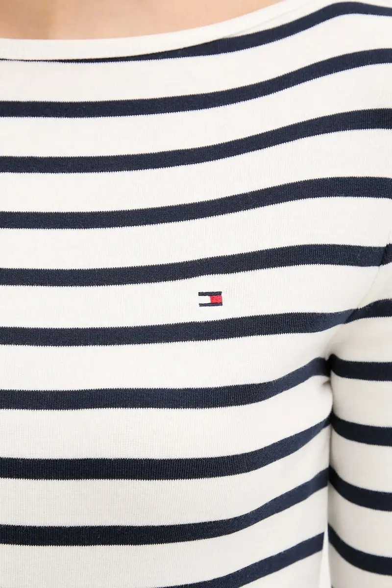 top a maniche lunghe in cotone colore nero WW0WW40589 Blu navy miniatura 5