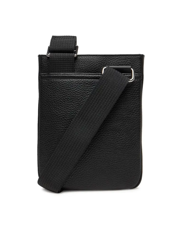 tracolla nera uomo in similpelle mini logo lettering sul fondo miniatura 2