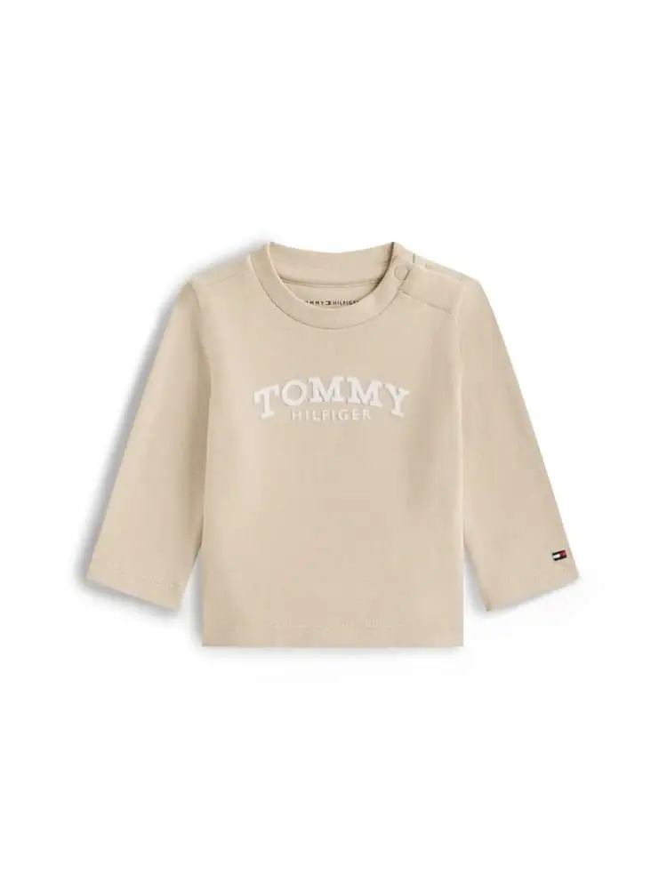 tshirt beige neonato logo sul davanti