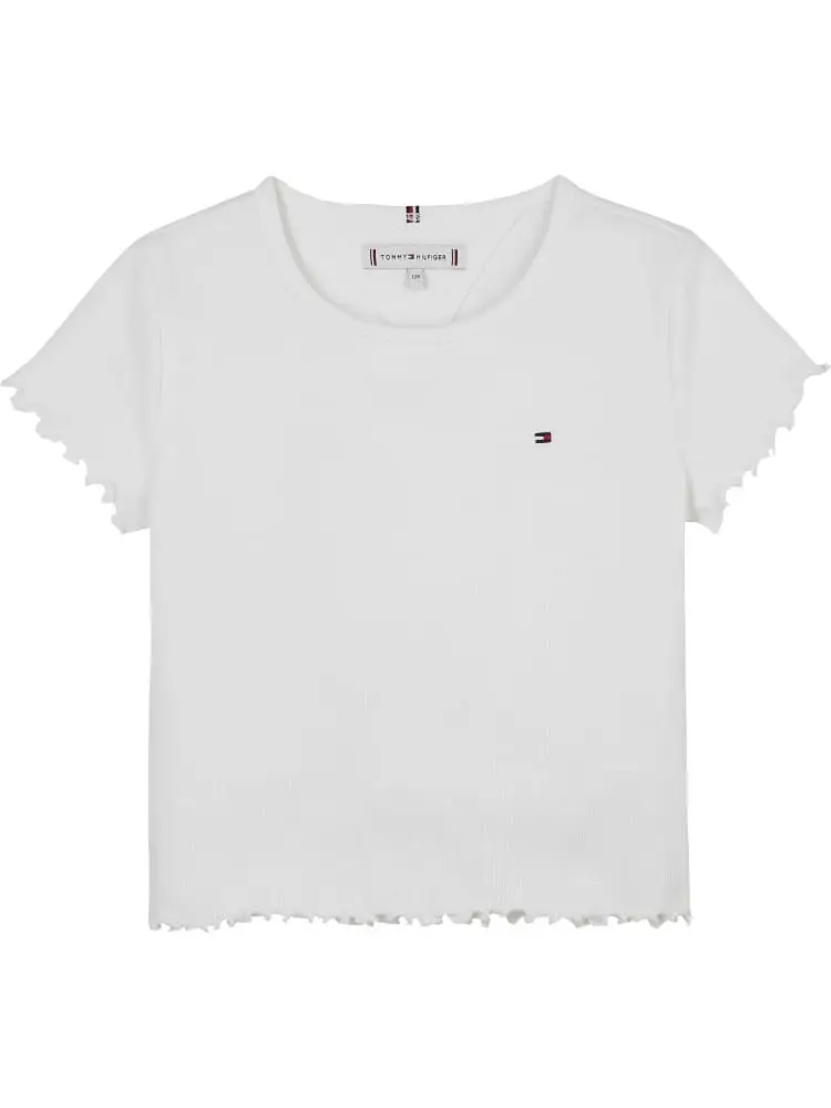 tshirt bianca bambina in cotone mini logo sul petto