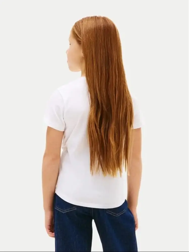 tshirt bianca bambina logo sul davanti miniatura 2