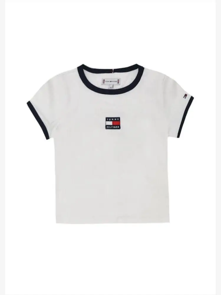 tshirt bianca bambina mini logo