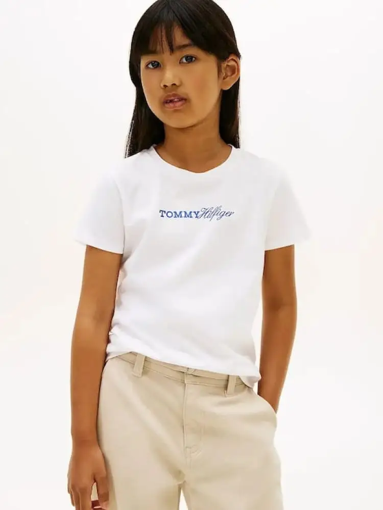 tshirt bianca bambina mini logo miniatura 2