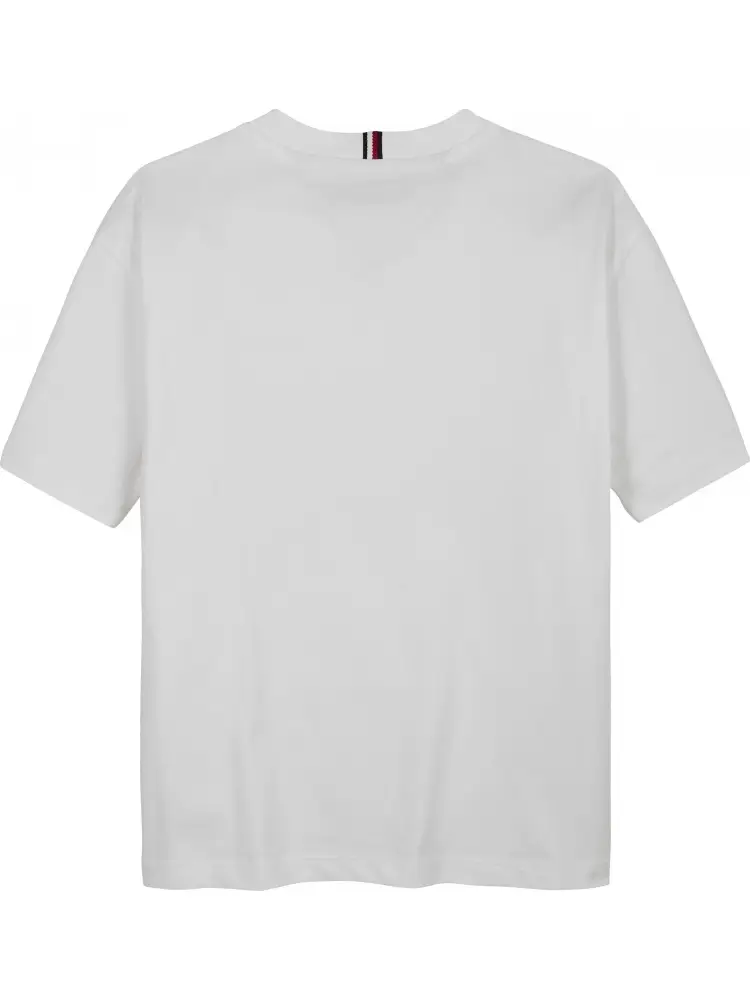 tshirt bianca bambino in cotone logo sul davanti miniatura 2