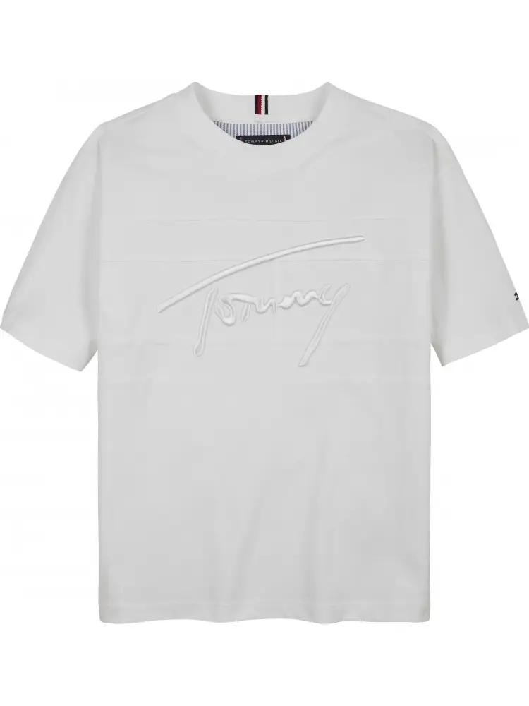 tshirt bianca bambino in cotone logo sul davanti