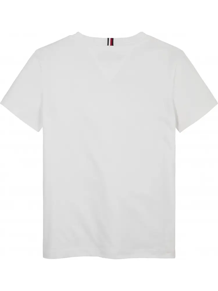 tshirt bianca bambino in cotone logo sul davanti miniatura 2