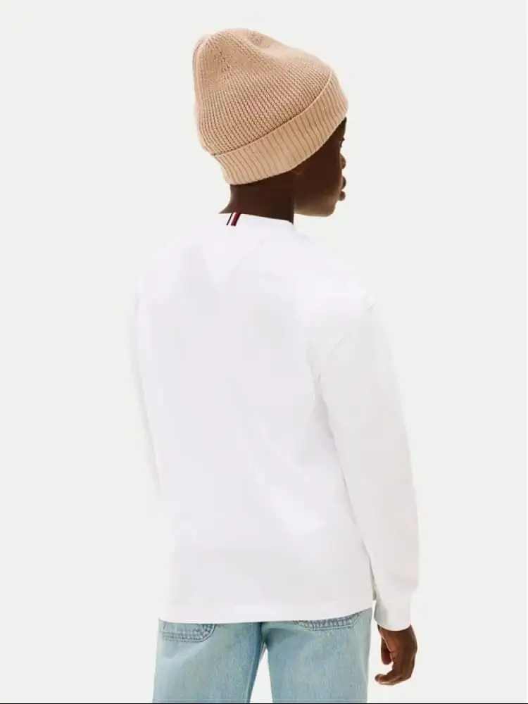 tshirt bianca bambino logo sul davanti miniatura 2