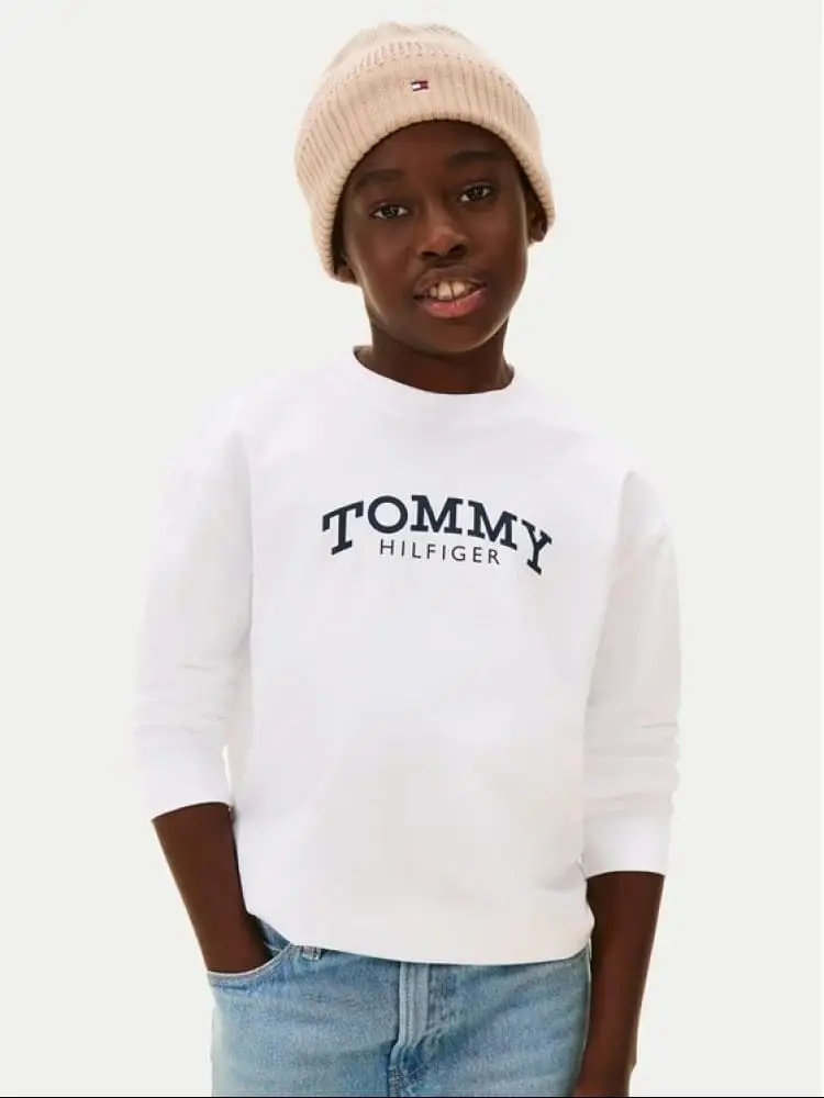 tshirt bianca bambino logo sul davanti