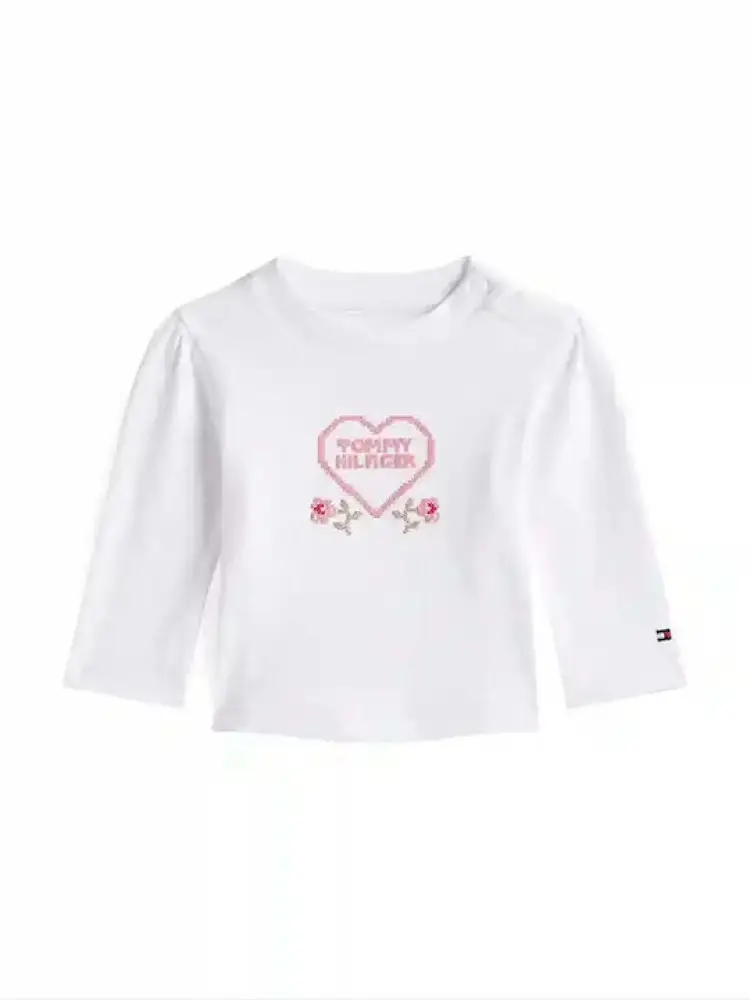 tshirt bianca neonata in cotone logo sul davanti