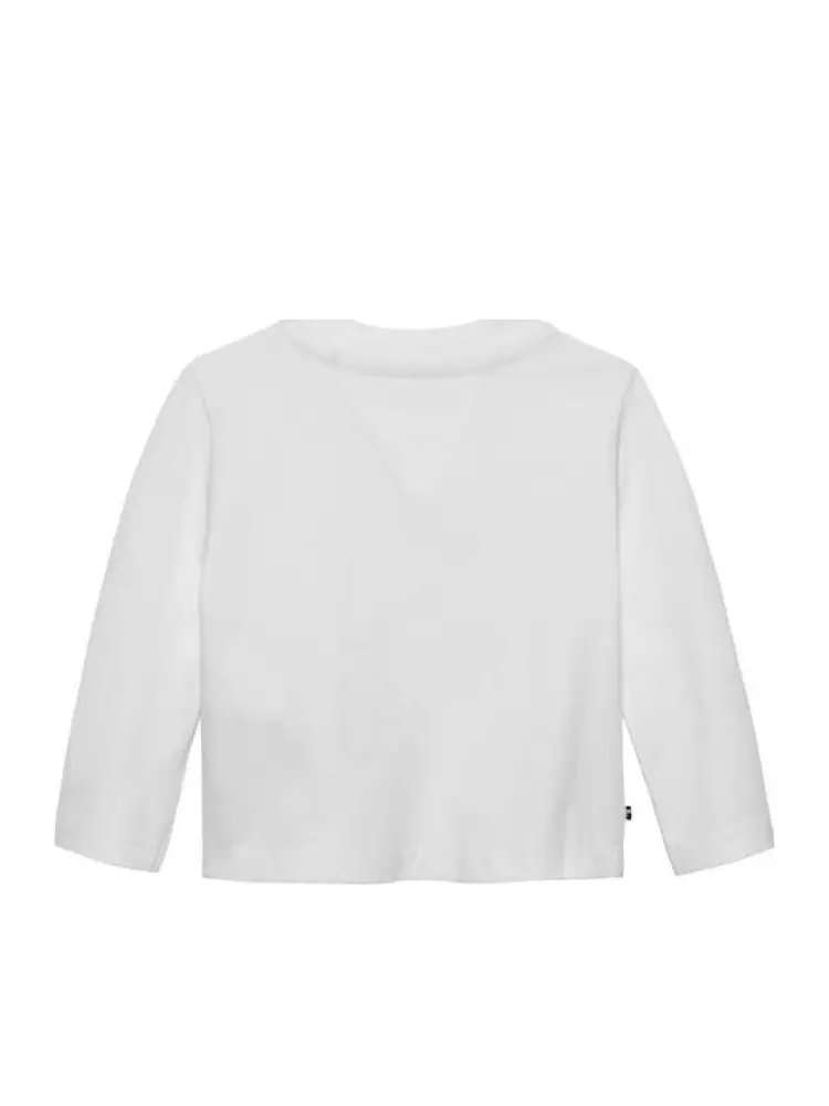 tshirt bianca neonata in cotone manica lunga logo con strass sul davanti miniatura 2