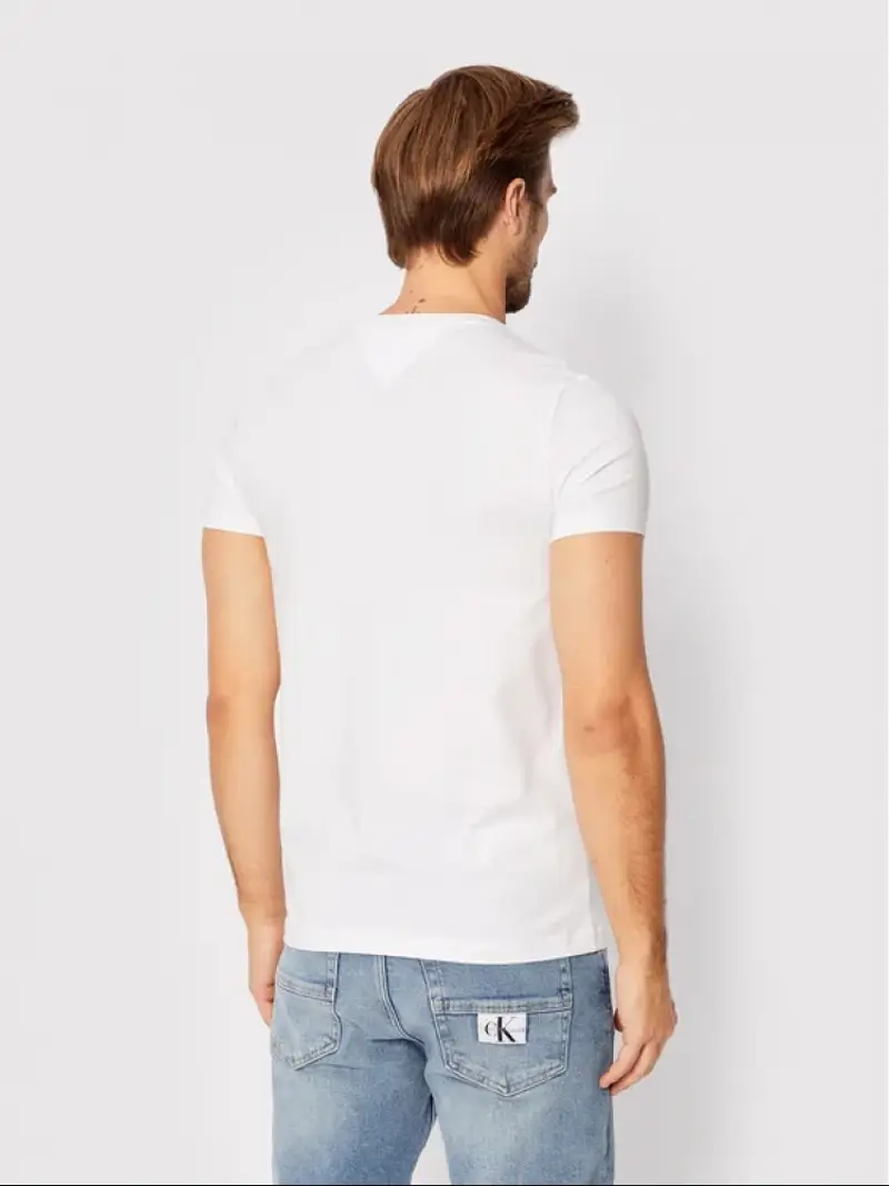 Tommy Hilfiger tshirt bianca uomo in cotone con logo sul petto miniatura 2