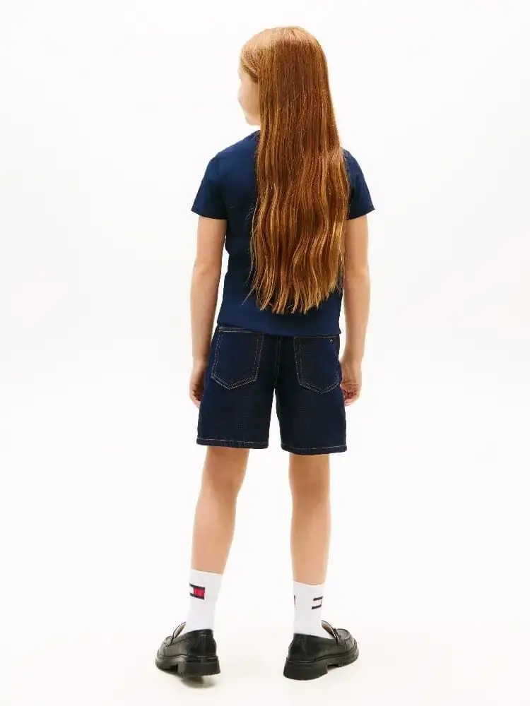 tshirt blu navy bambina con logo miniatura 2