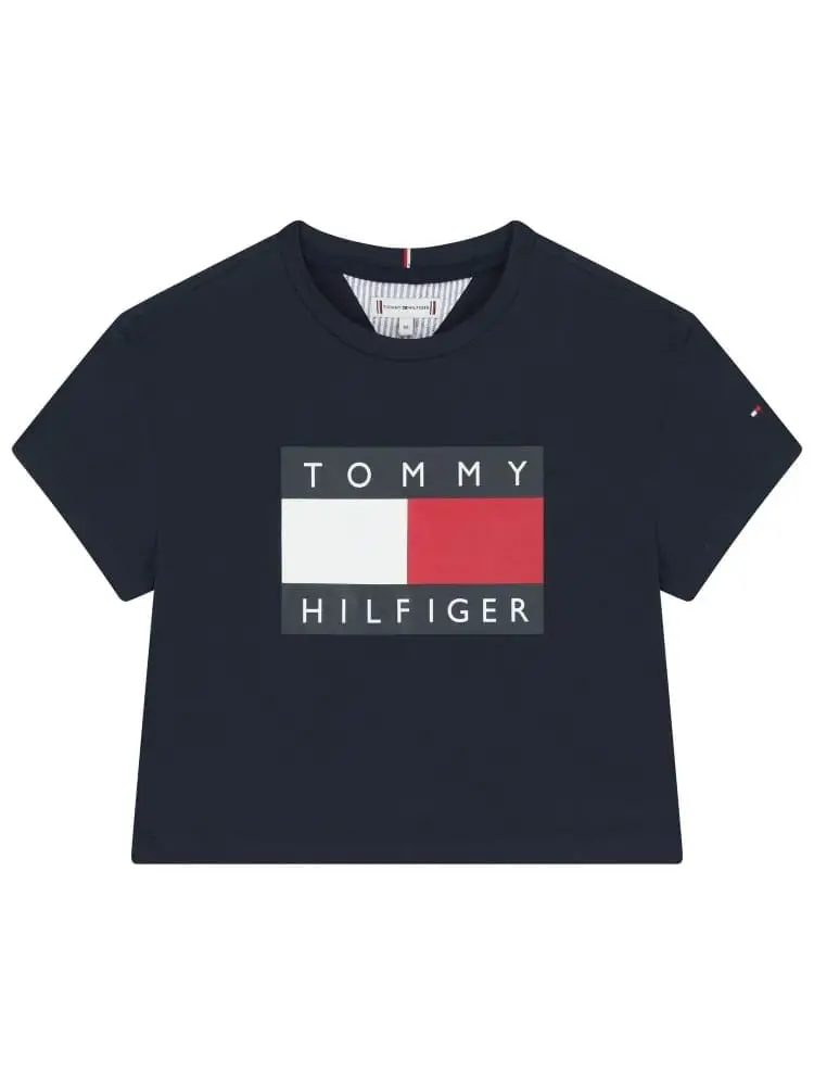 tshirt blu navy bambina maxi logo