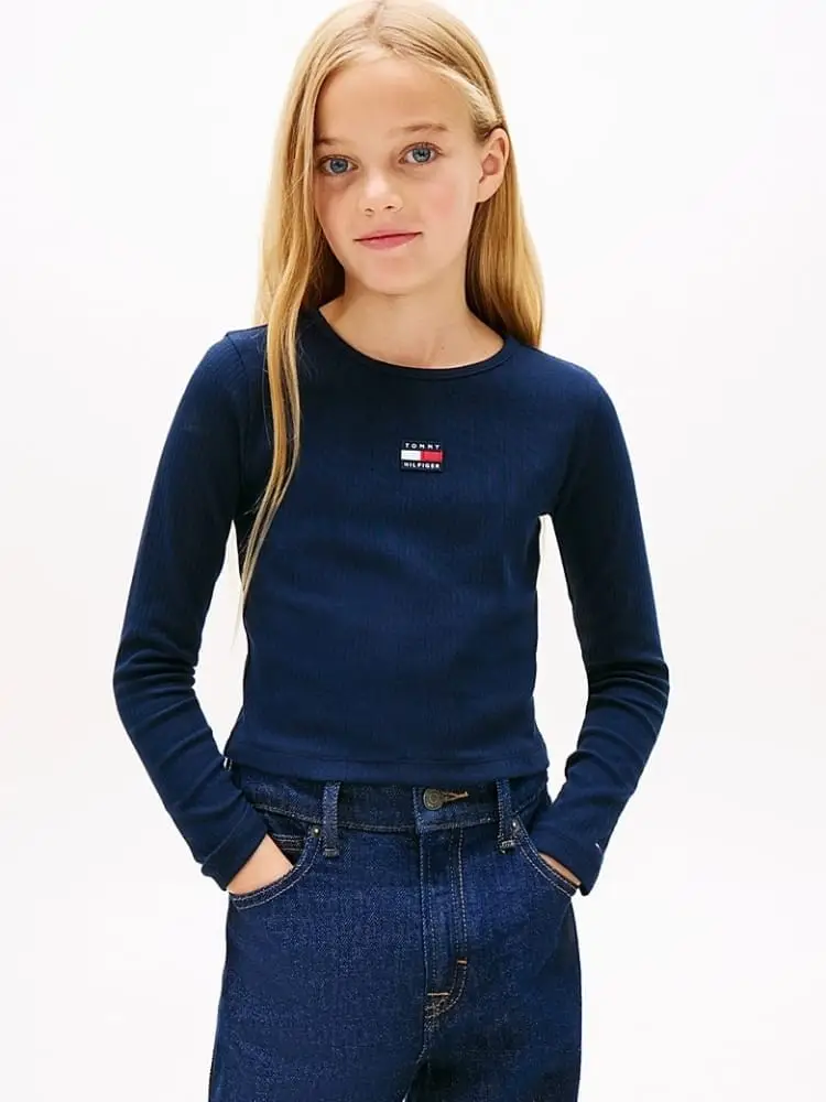 tshirt blu navy bambina mini logo