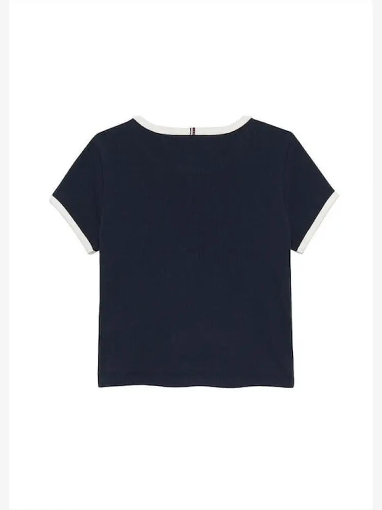 tshirt blu navy bambina mini logo miniatura 2