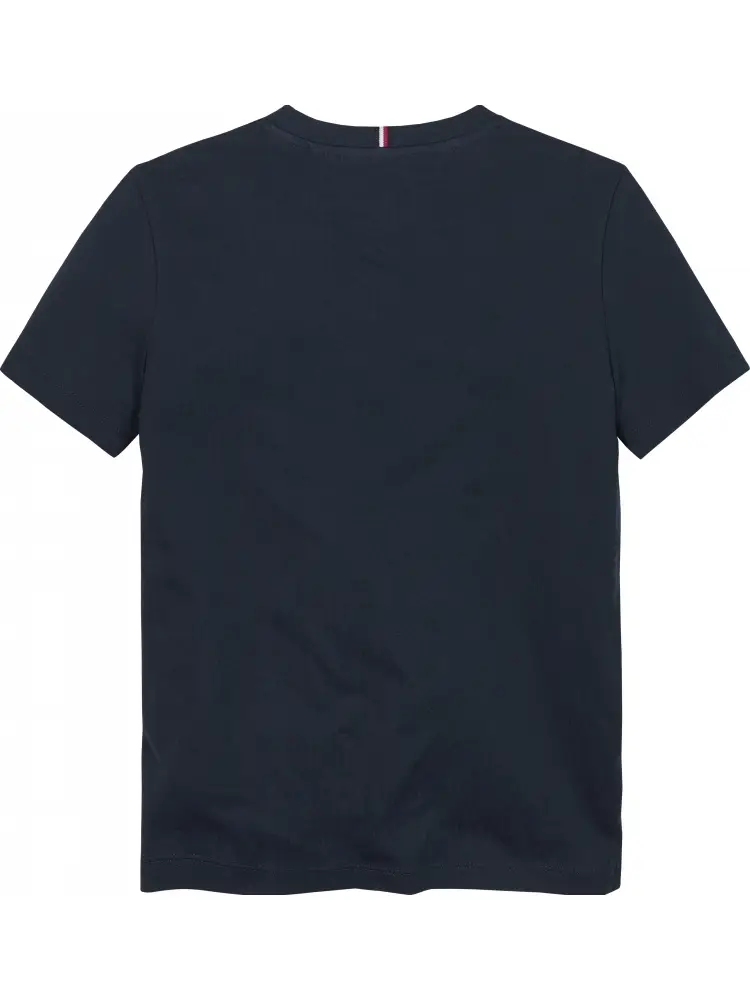 tshirt blu navy bambino in cotone logo lettering sul lato miniatura 2