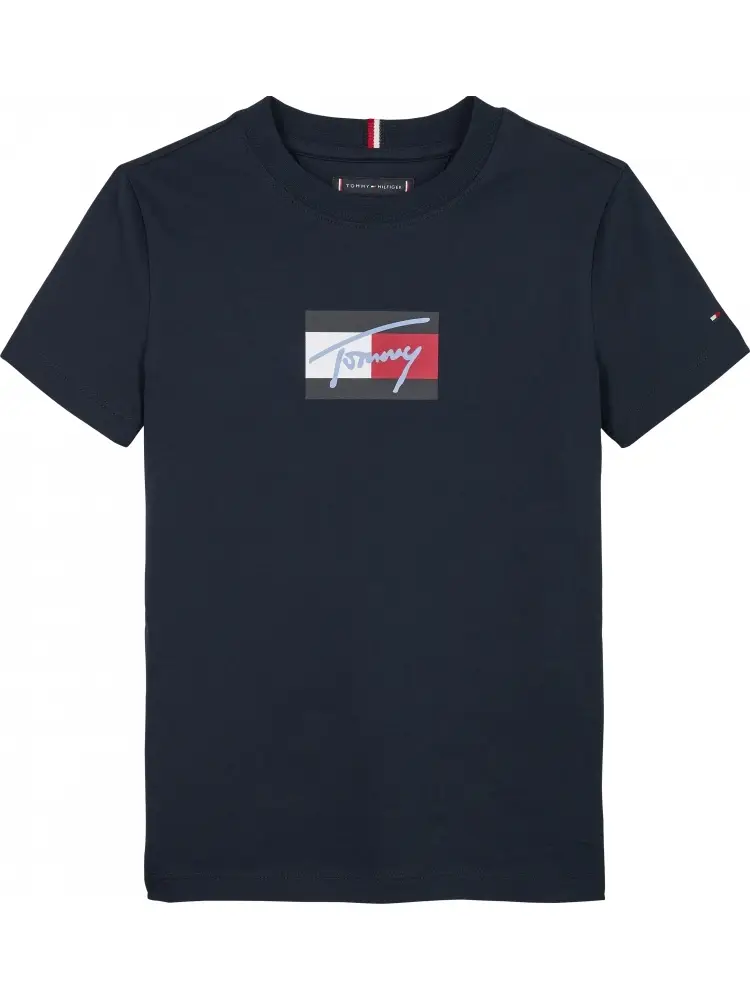 tshirt blu navy bambino in cotone logo sul davanti