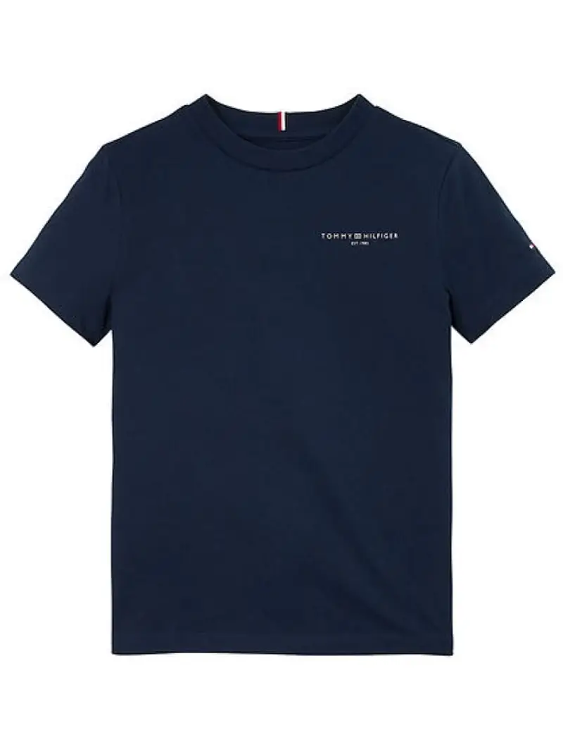 Tommy Hilfiger tshirt blu navy bambino in cotone micro logo sul petto