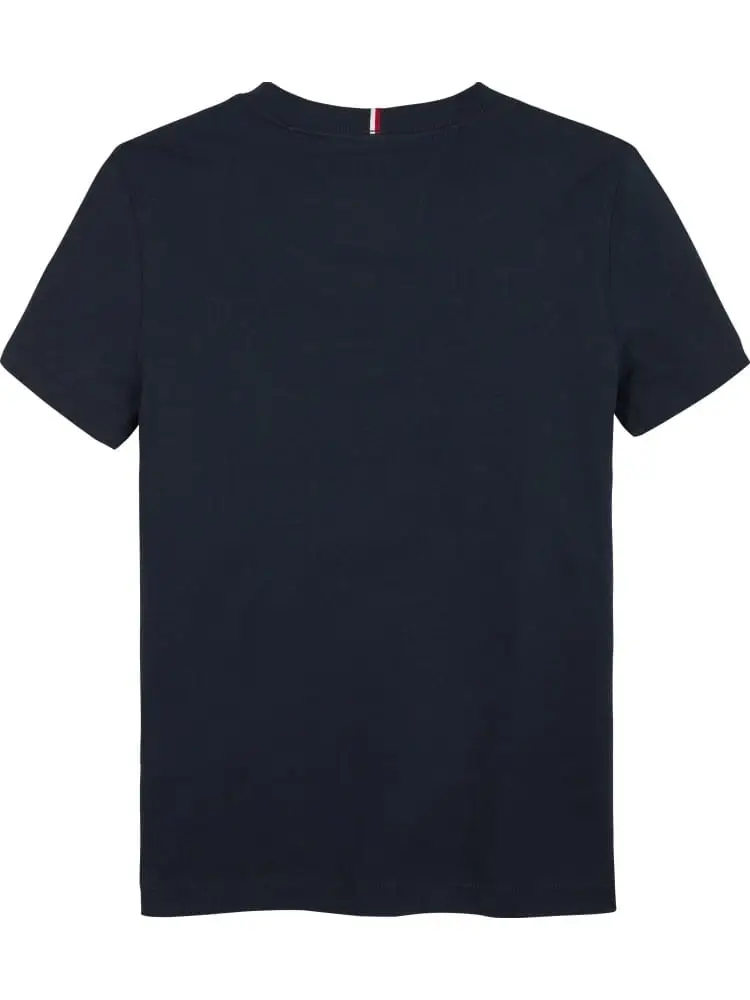 tshirt blu navy bambino in cotone mini logo sul petto miniatura 2