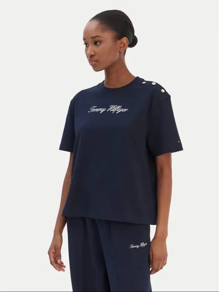 tshirt blu navy donna logo sul davanti