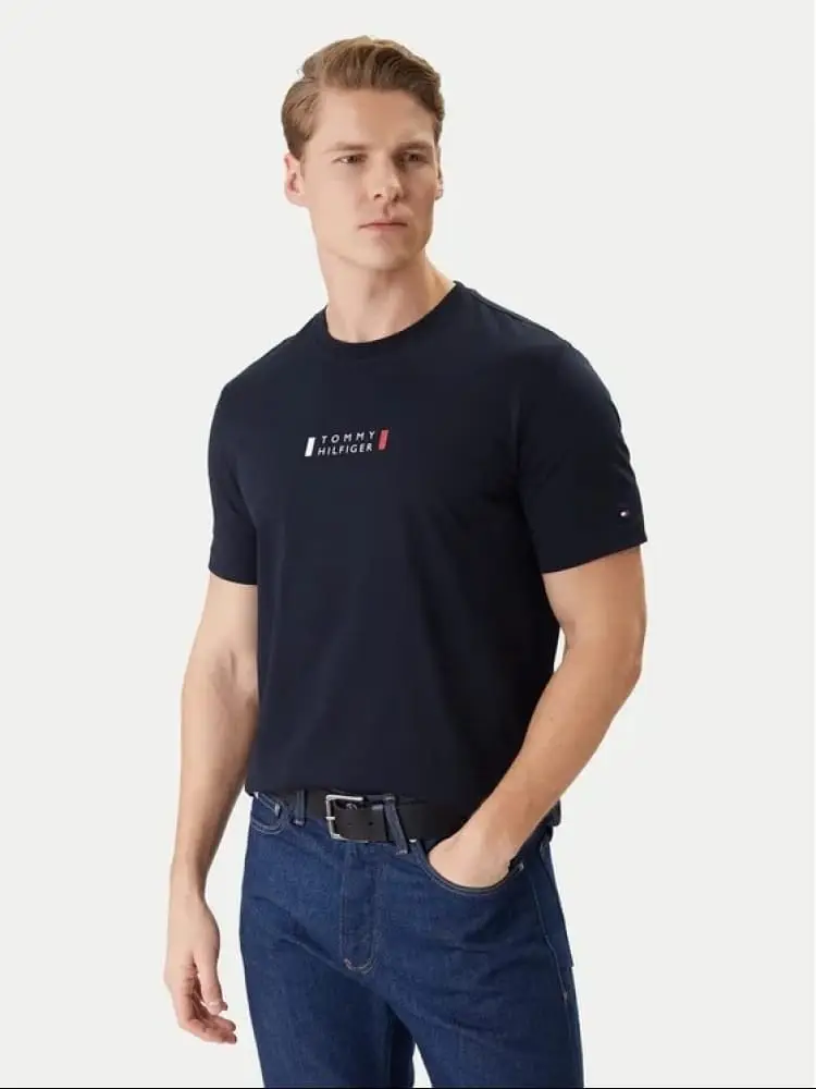 tshirt blu navy uomo logo sul davanti