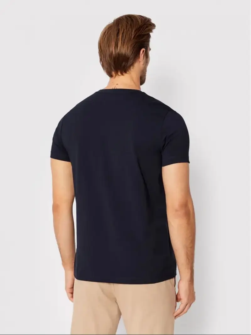Tommy Hilfiger tshirt blu uomo in cotone con logo sul petto miniatura 2