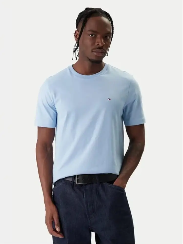 tshirt celeste uomo mini logo