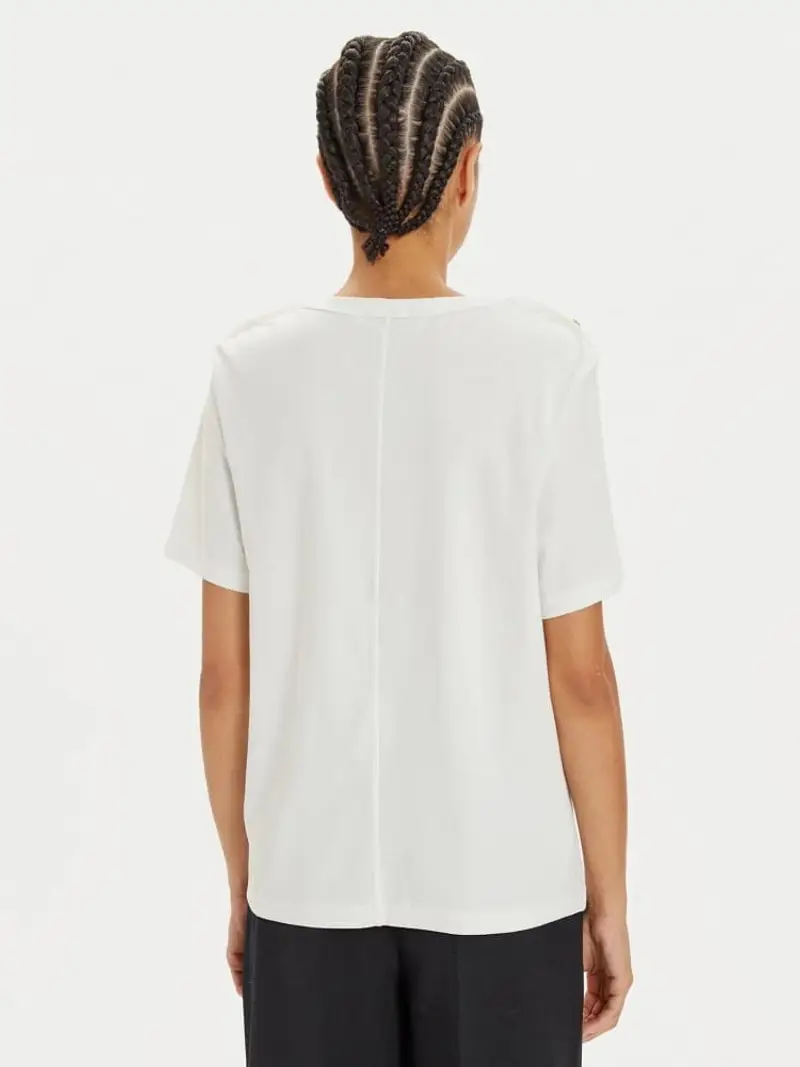 Tommy Hilfiger tshirt ecru donna in cotone micro logo sul lato miniatura 2