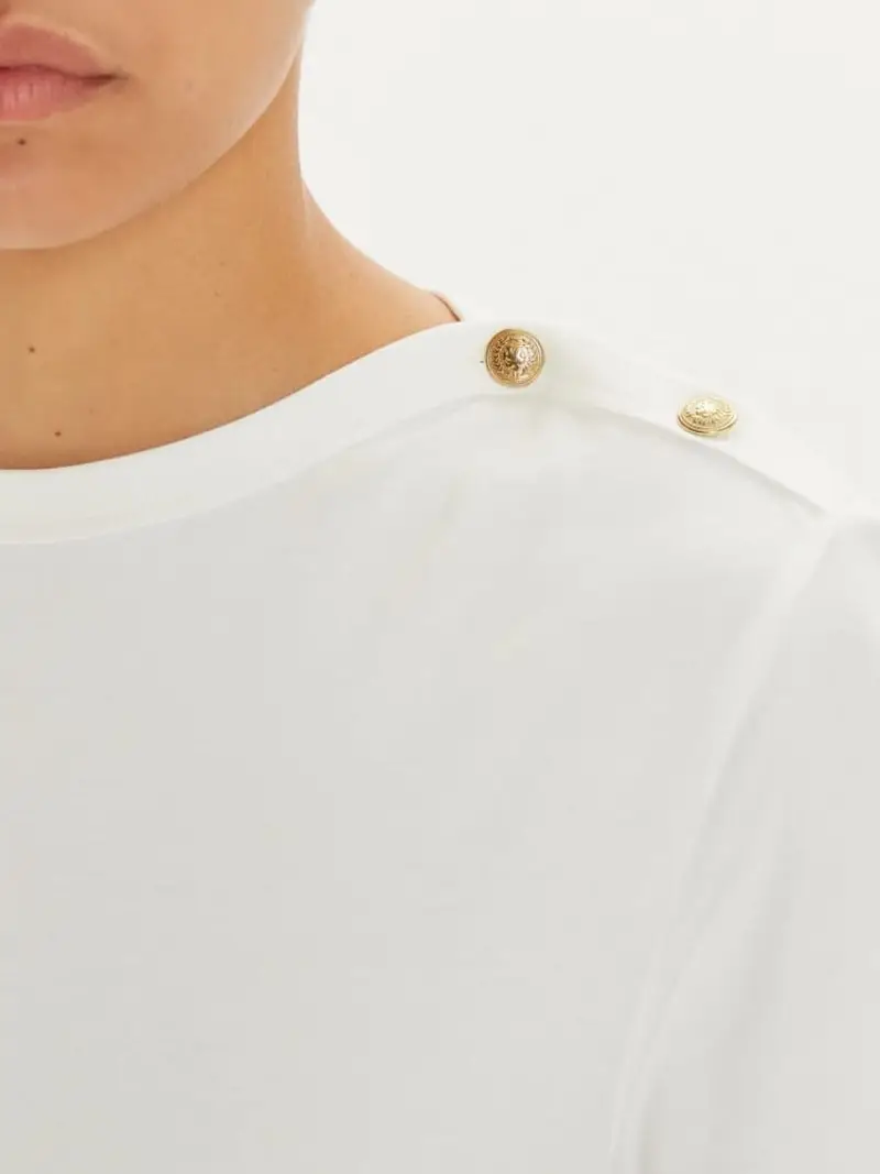 Tommy Hilfiger tshirt ecru donna in cotone micro logo sul lato miniatura 3