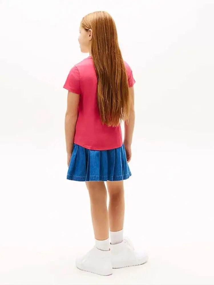 tshirt fucsia bambina logo sul davanti miniatura 2