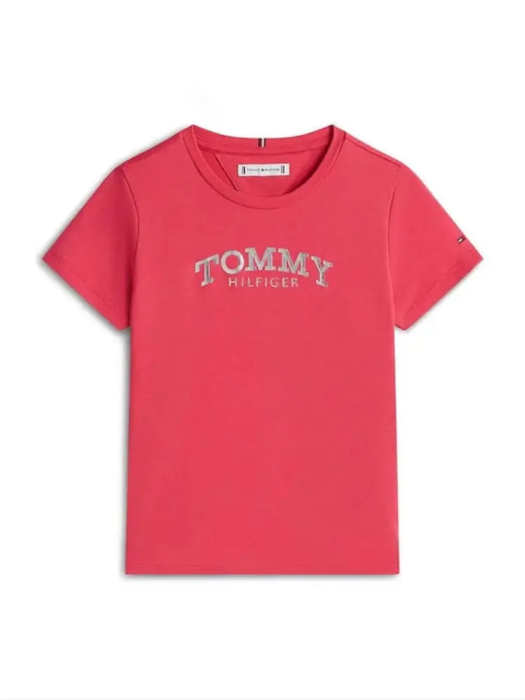 tshirt fucsia bambina logo sul davanti