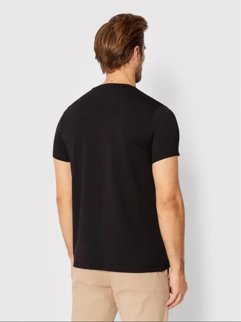 Tommy Hilfiger tshirt nera uomo in cotone con logo sul petto miniatura 2