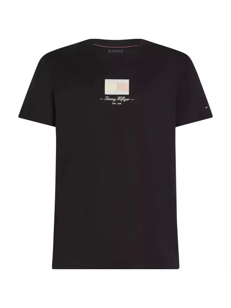 tshirt nera uomo in cotone stampa logo sul davanti