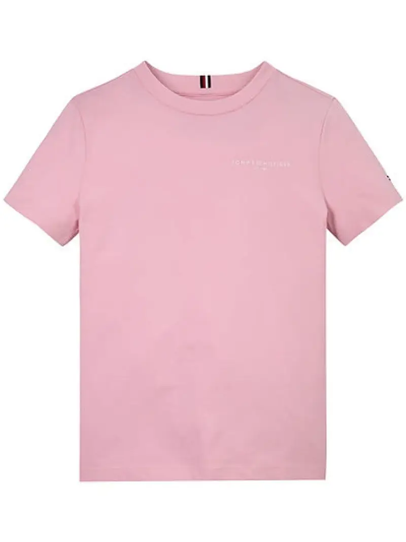 Tommy Hilfiger tshirt rosa bambina in cotone micro logo sul petto