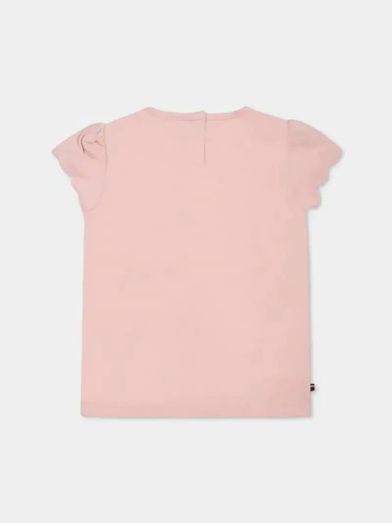 Tommy Hilfiger tshirt rosa neonata in cotone logo sul davanti miniatura 2