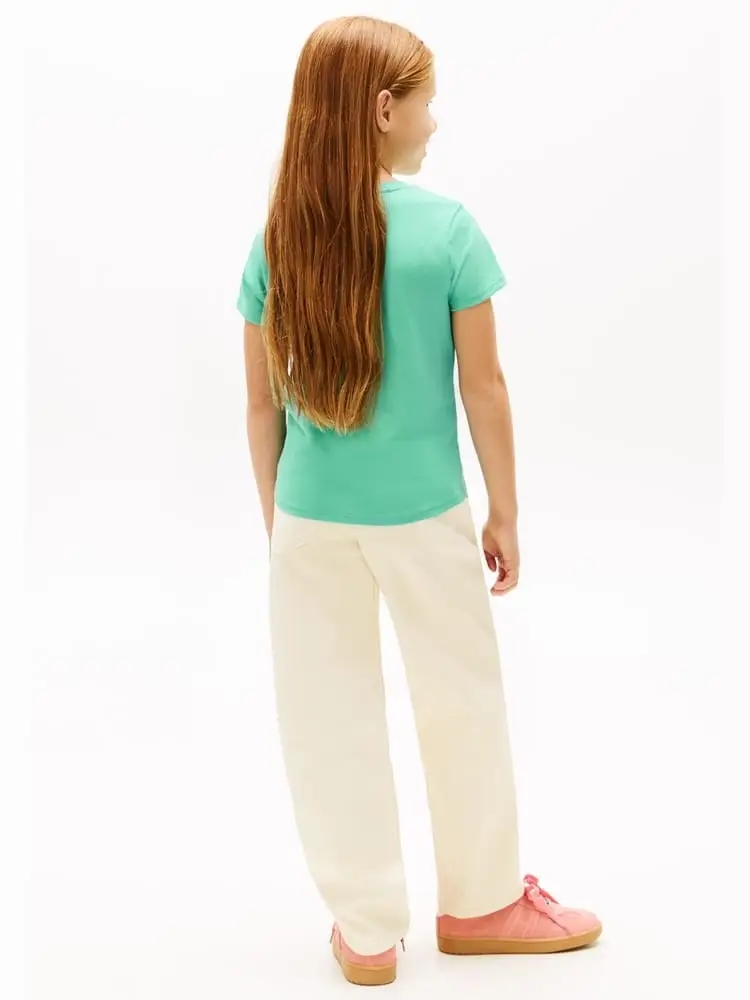 tshirt verde acqua bambina con logo miniatura 2