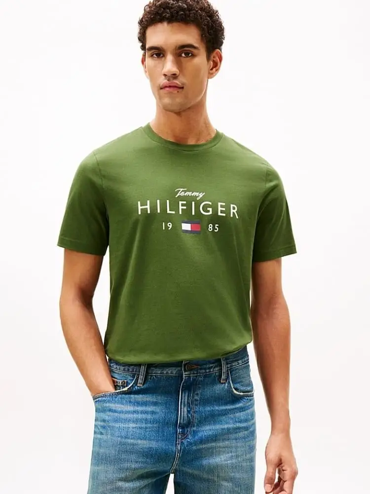 tshirt verde oliva uomo logo sul davanti