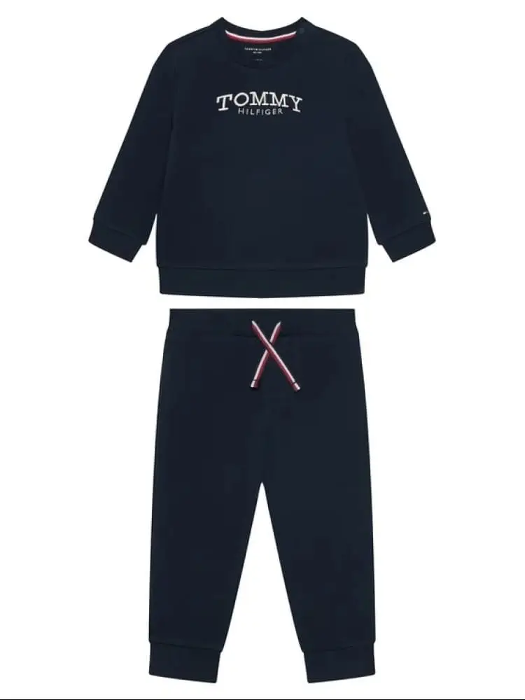 tuta infant in cotone blu con logo