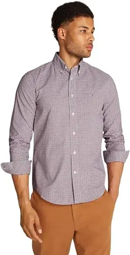 Tommy Hilfiger Uomo Camicia Flex Poplin Gingham Regular Fit, Multicolore (Regatta Red/Multi), S