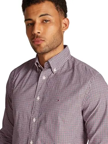 Tommy Hilfiger Uomo Camicia Flex Poplin Gingham Regular Fit, Multicolore (Regatta Red/Multi), S miniatura 3